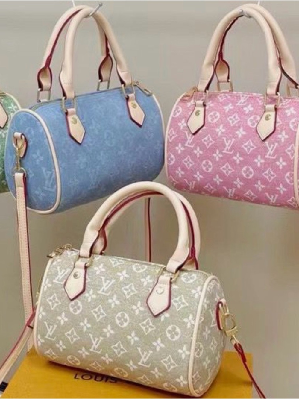 Nano Speedy Bag with LV Monogram Motif in Pastel Pink, Denim Blue, or Nude